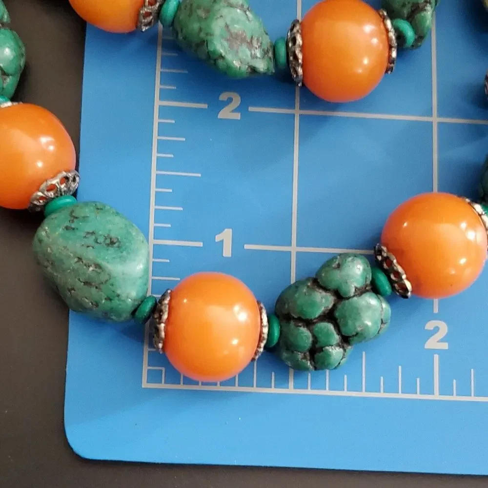 NWT Bohemian Boho Orange Bead Lot of 2 Necklaces‎ 19 to 22 in. World Mrkt India